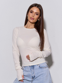 Лонгслив ISSA Plus модель 14422A_молочный Фото