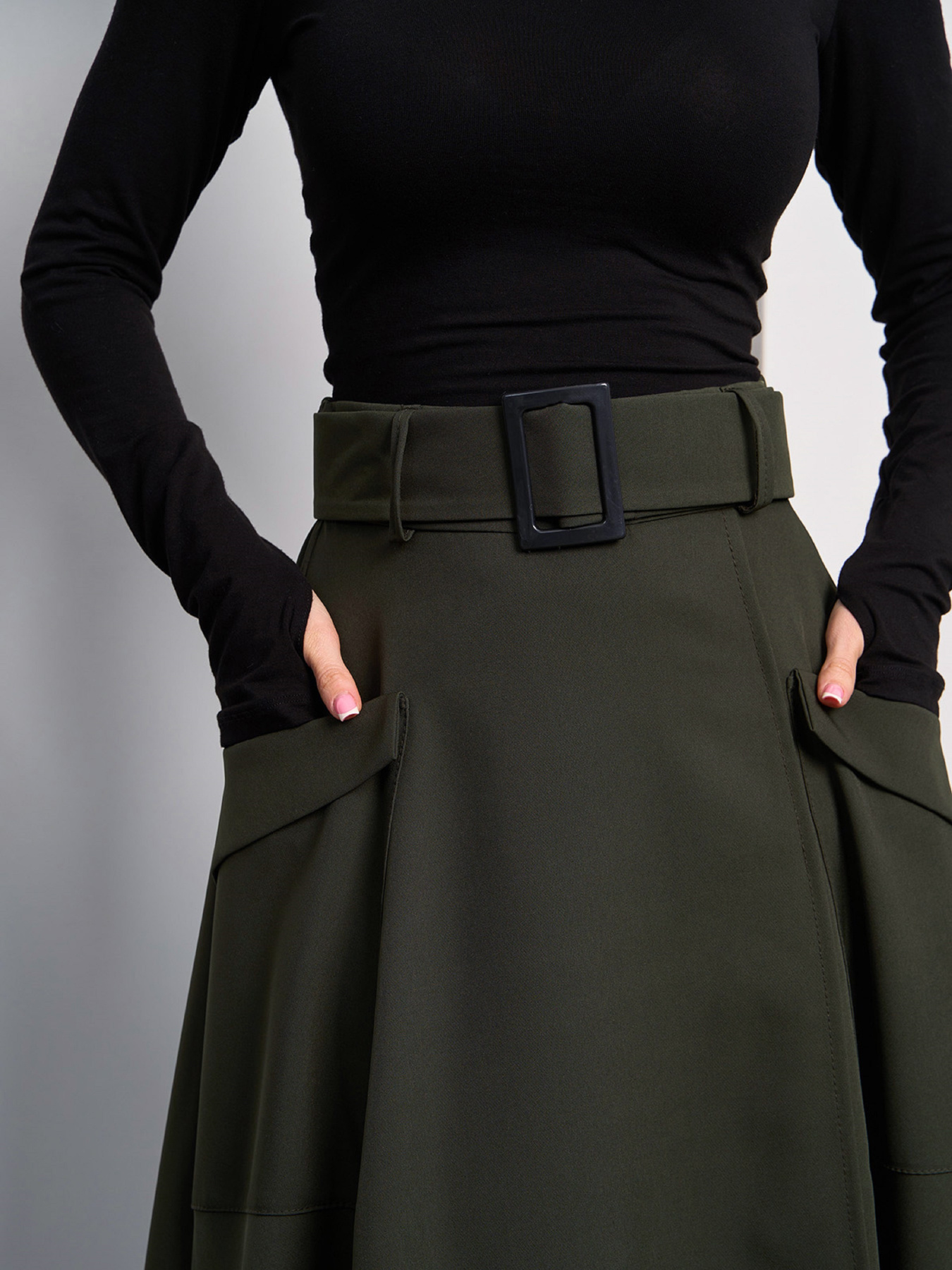 Спідниця максі ISSA Plus модель 14837_хаки Фото