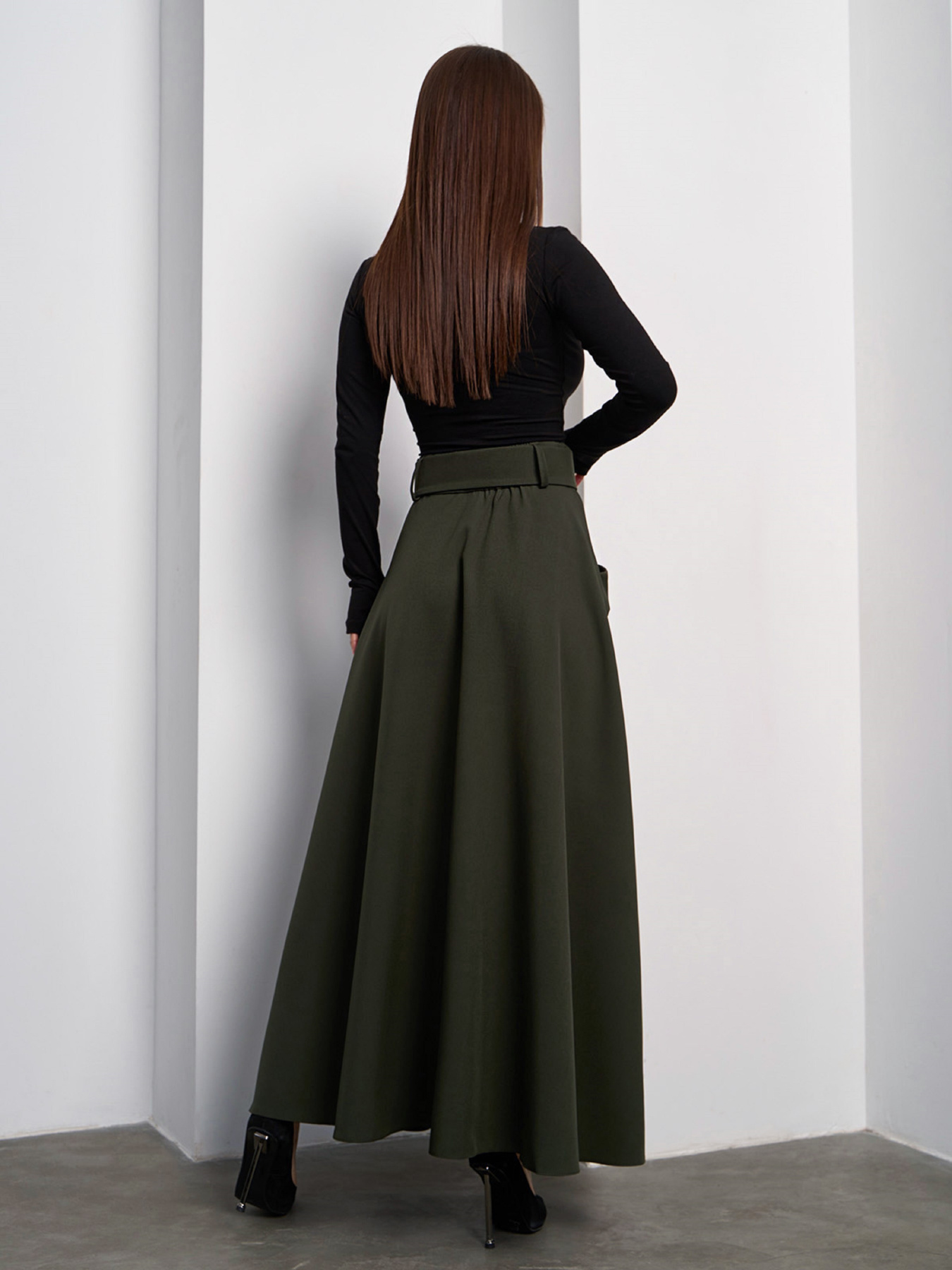 Спідниця максі ISSA Plus модель 14837_хаки Фото