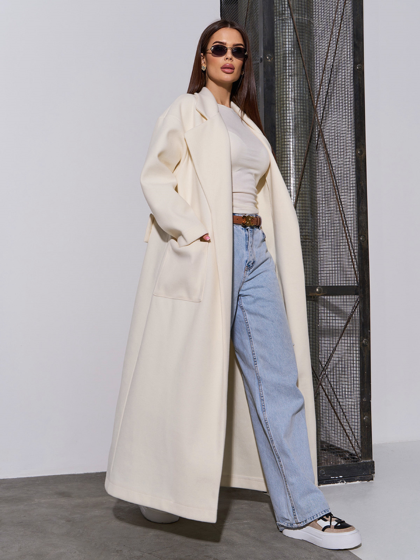 Пальто ISSA Plus модель 15046_молочный Фото