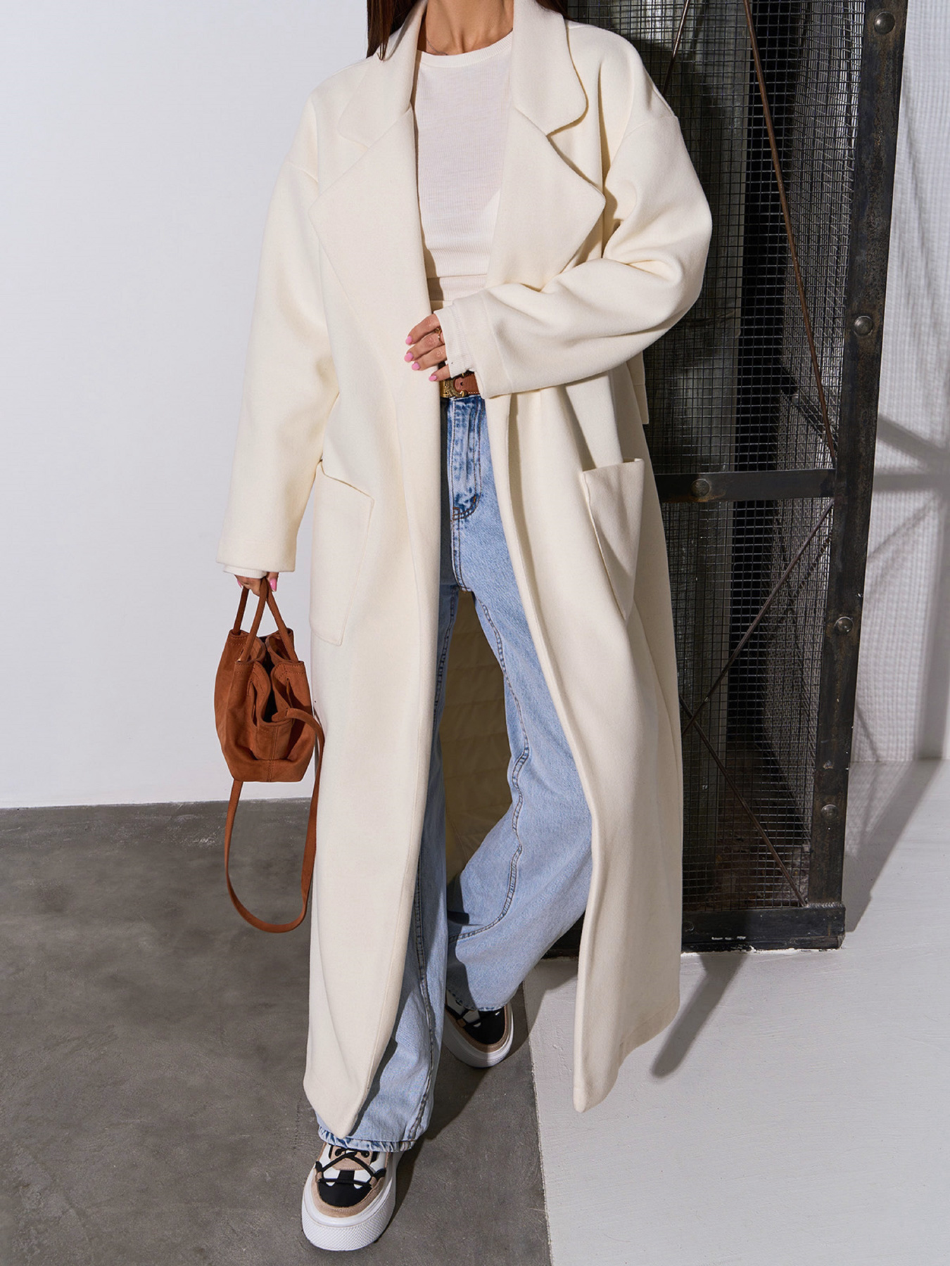 Пальто ISSA Plus модель 15046_молочный Фото