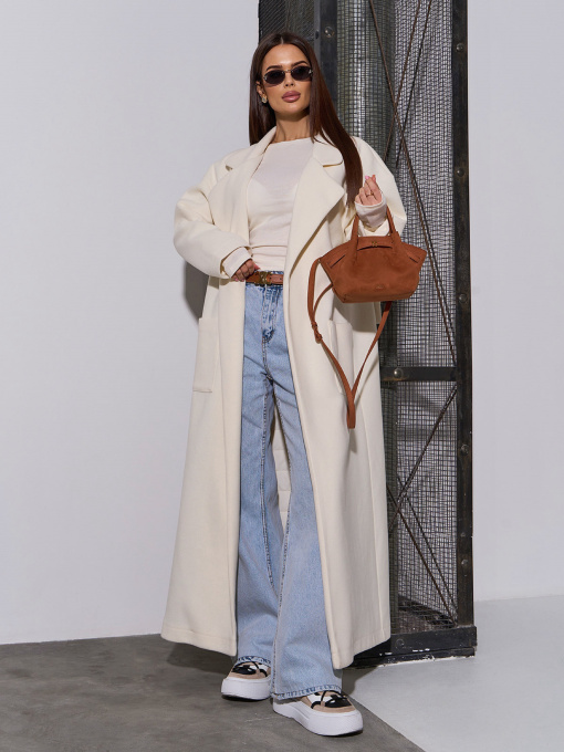 Пальто ISSA Plus модель 15046_молочный Фото