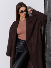 Пальто ISSA Plus модель 15046_темно_коричневый Фото