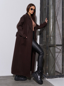 Пальто ISSA Plus модель 15046_темно_коричневый Фото