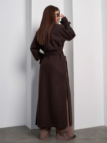 Пальто ISSA Plus модель 15048_темно_коричневый Пальто ISSA Plus модель 15048_темно_коричневый Фото