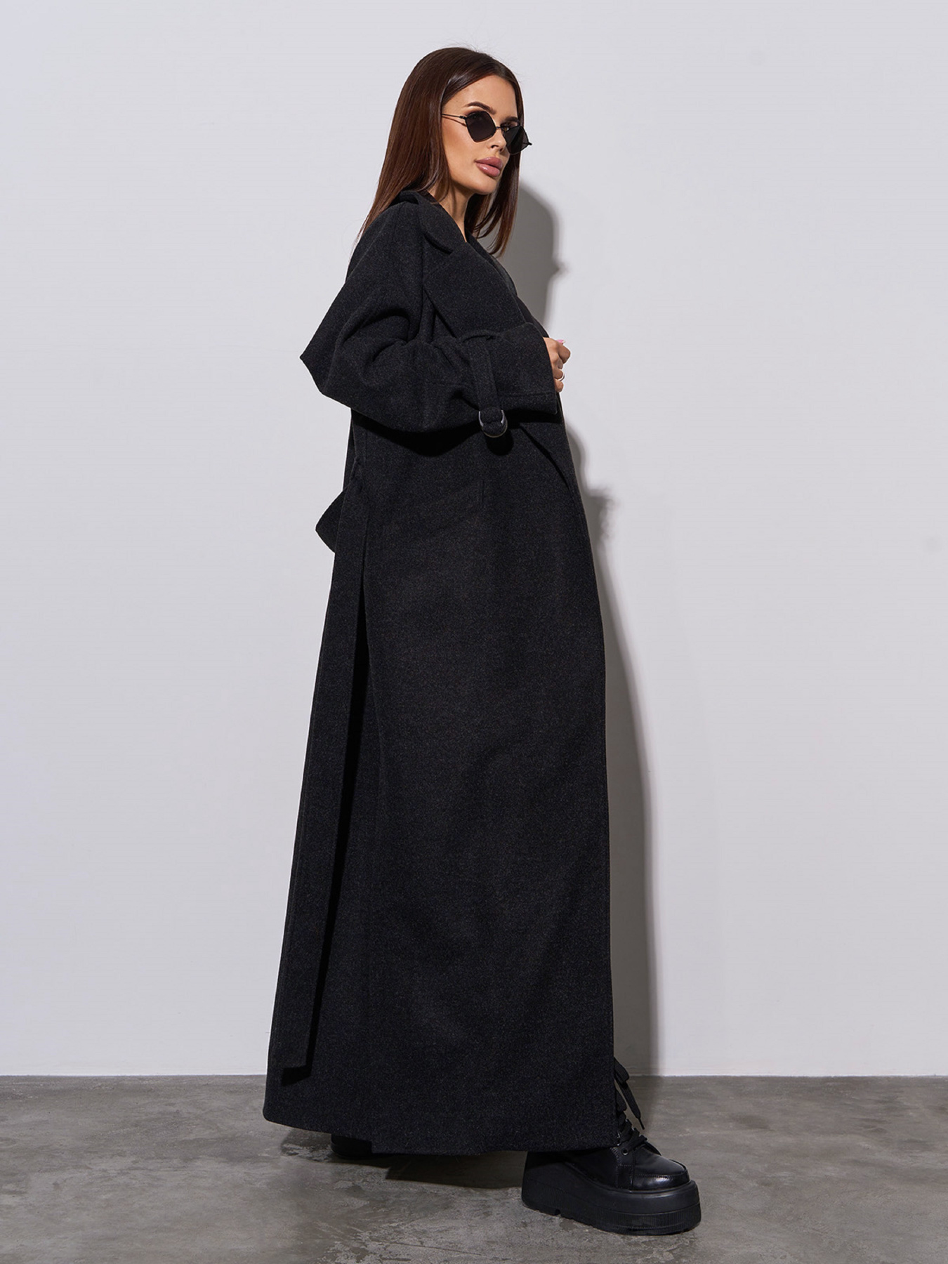 Пальто ISSA Plus модель 15048A_черный Фото