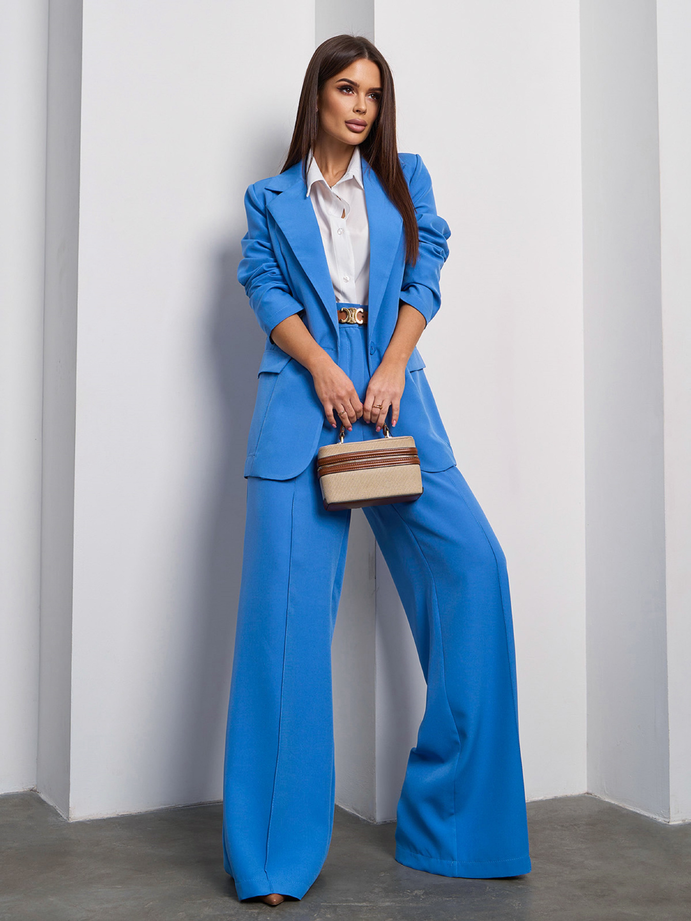 Діловий костюм ISSA Plus модель 15051_голубой Фото