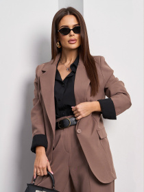 Деловой костюм ISSA Plus модель 15051_коричневый Фото