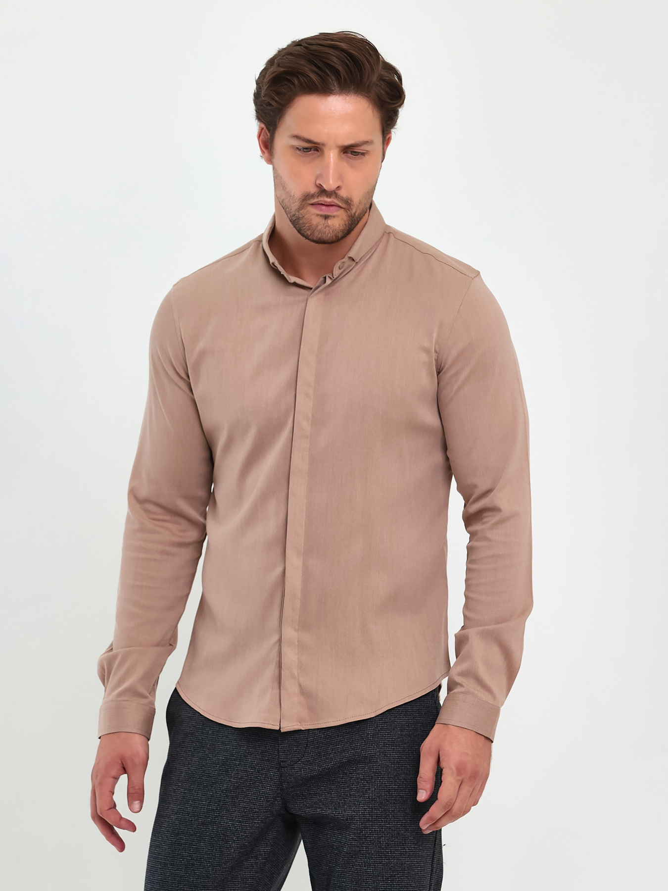 Рубашка Trend Collection модель TC11336BeigeRBSHKMN Фото