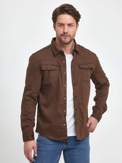 Рубашка повседневная Trend Collection модель TC9995BrownRBSHKMN Фото