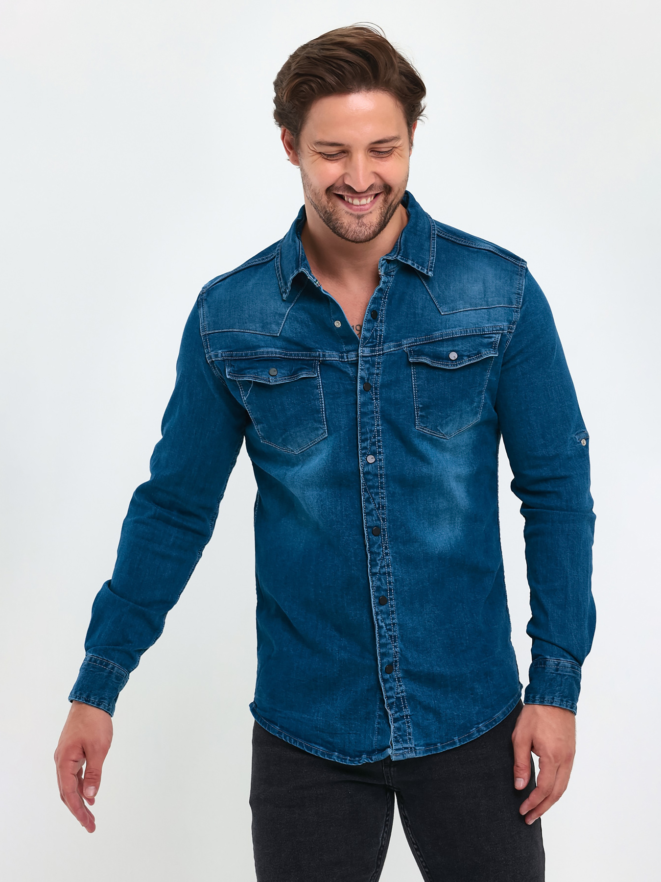 Сорочка Trend Collection модель TC9199BlueRBSHKMN Фото