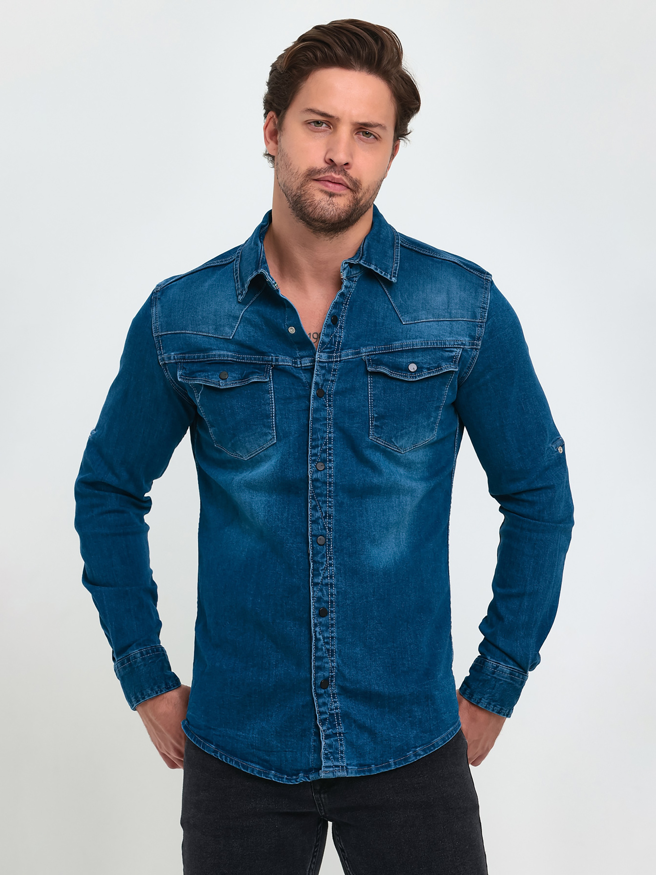 Рубашка повседневная Trend Collection модель TC9199BlueRBSHKMN Фото