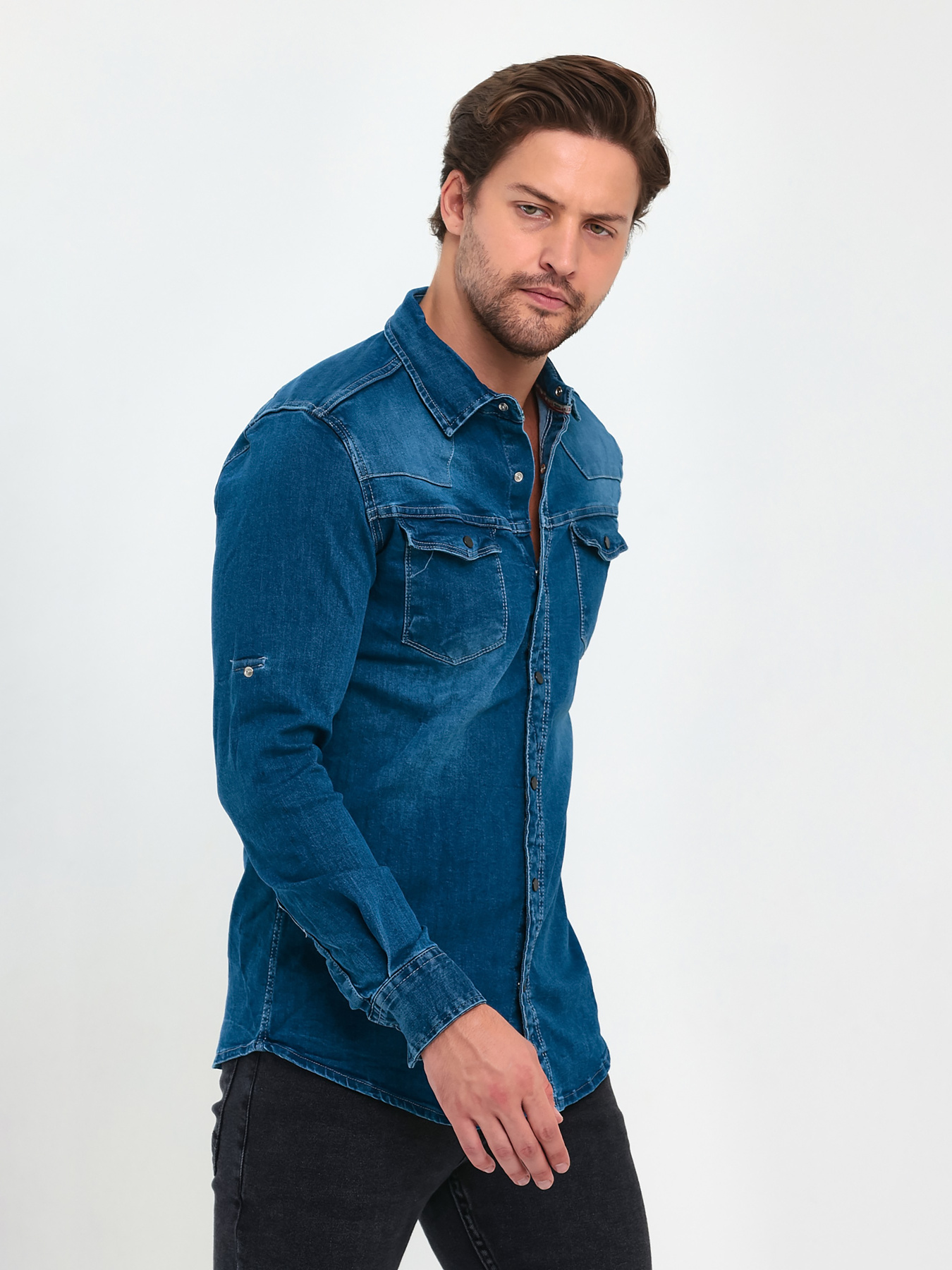 Рубашка повседневная Trend Collection модель TC9199BlueRBSHKMN Фото