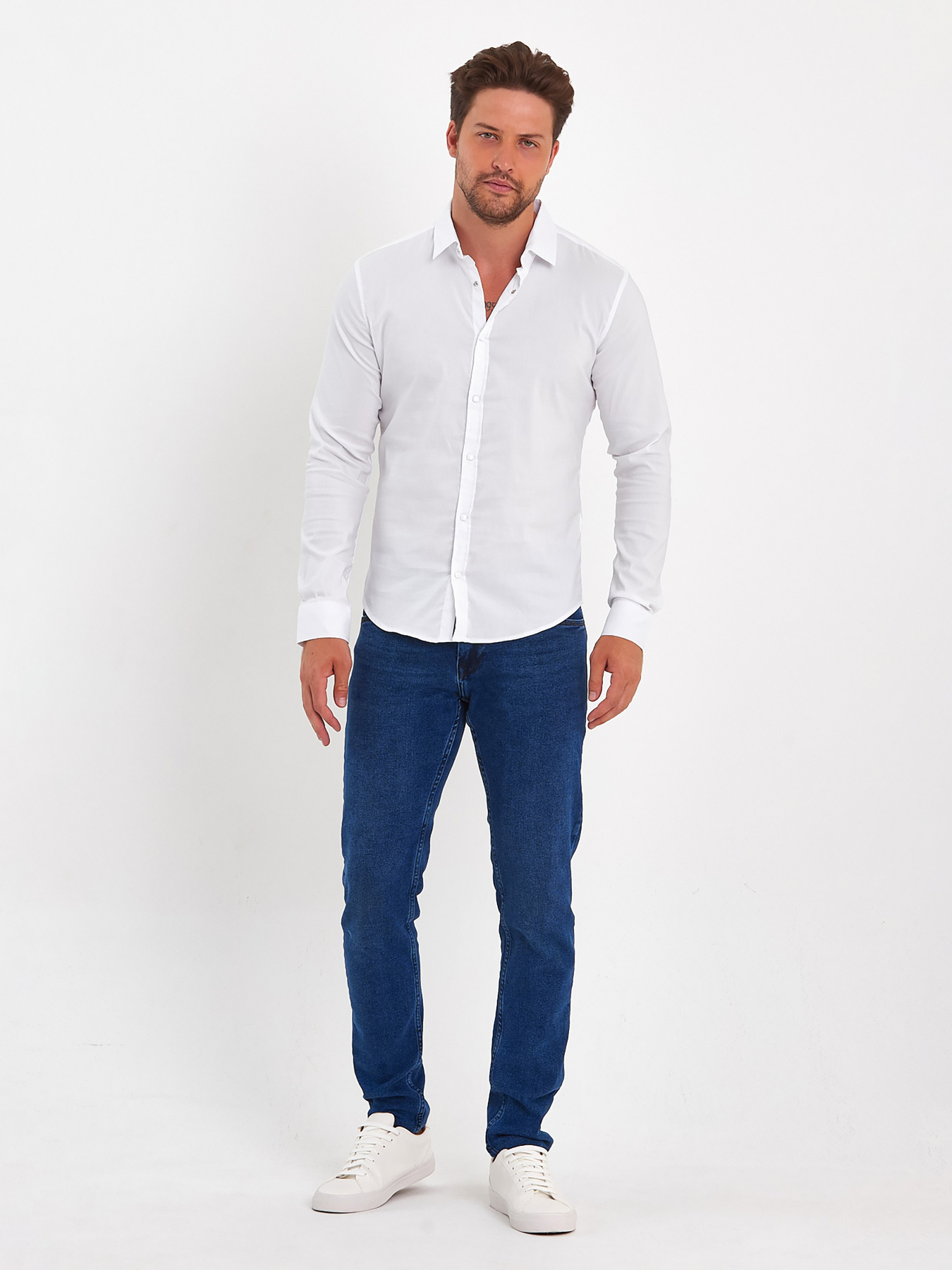 Рубашка повседневная Trend Collection модель TC8871WhiteRBSHKMN Фото