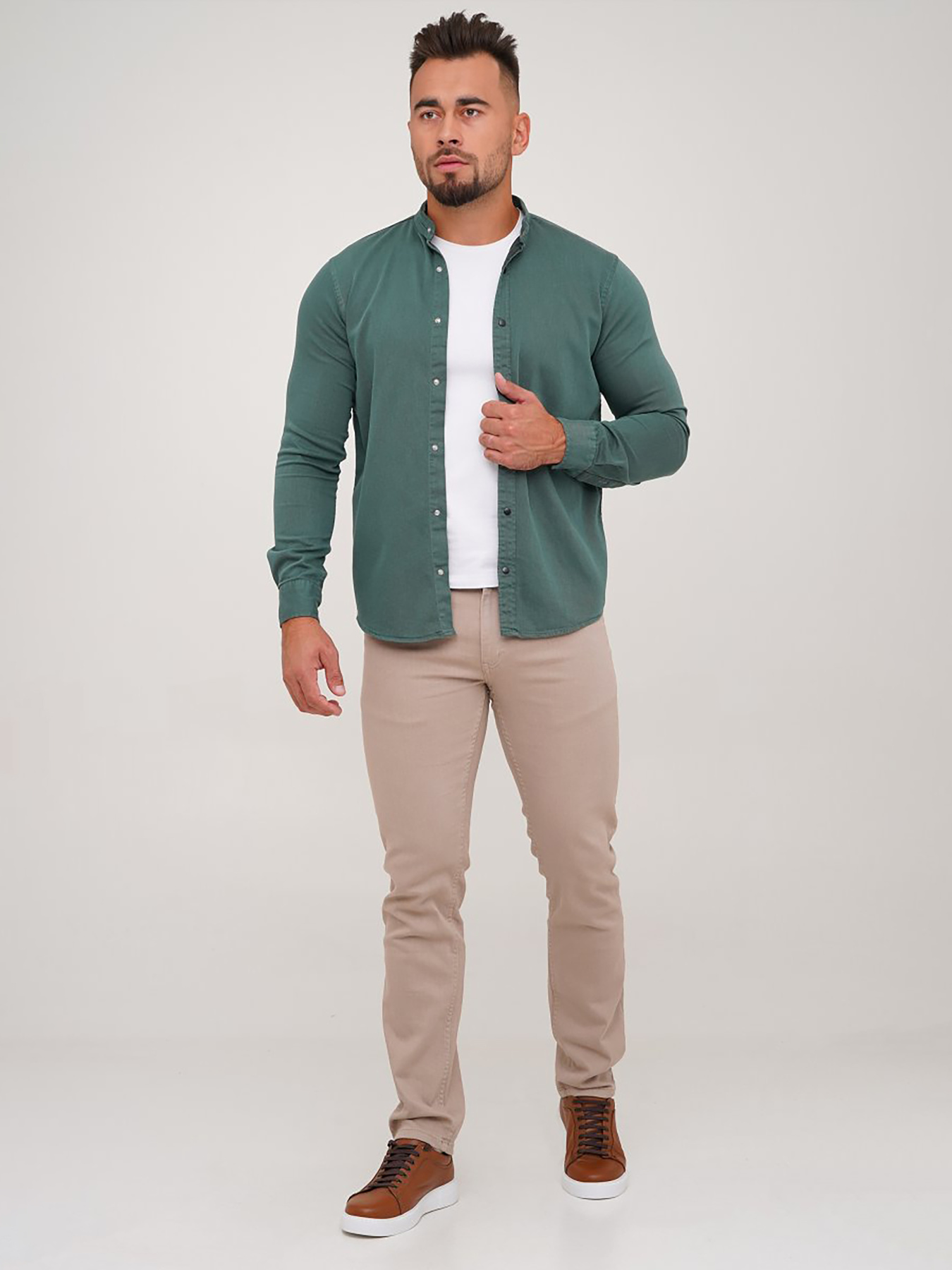 Рубашка повседневная Trend Collection модель TC6564GreenRBSHKMN Фото