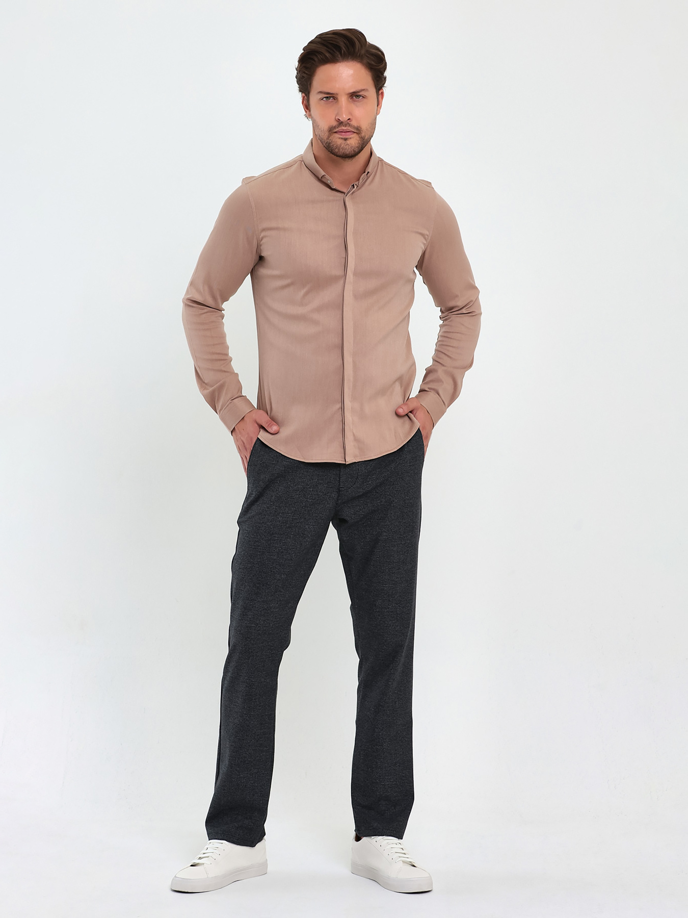 Сорочка Trend Collection модель TC5071BeigeRBSHKMN Фото