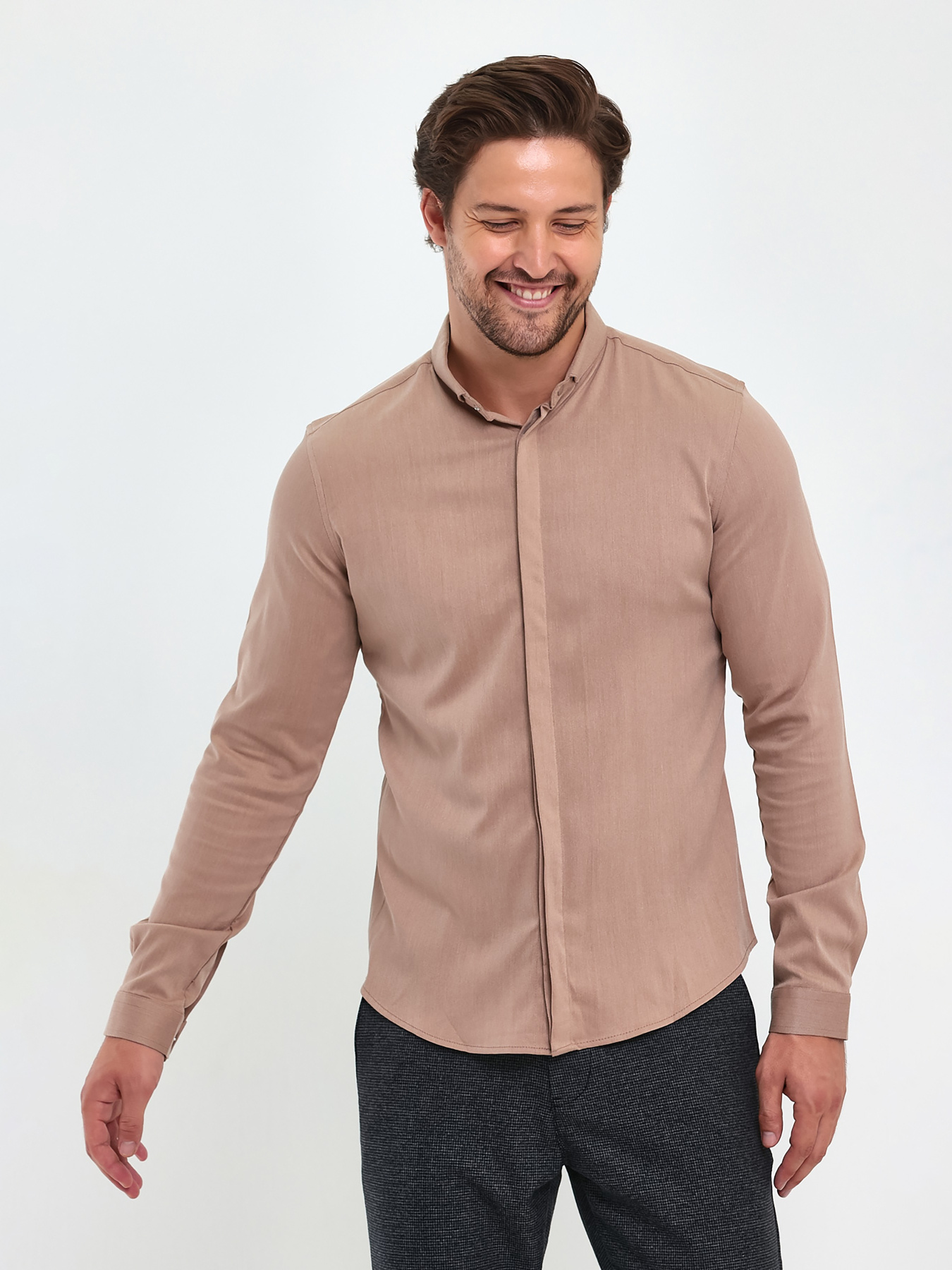 Сорочка Trend Collection модель TC5071BeigeRBSHKMN Фото