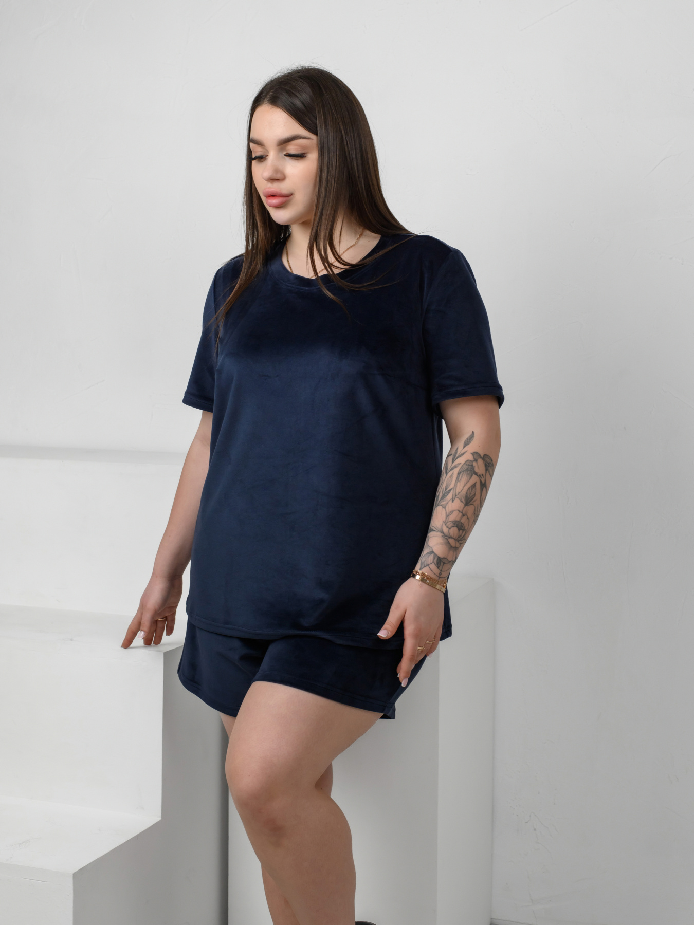 Домашній костюм N.EL модель 1752-53_syniy Фото