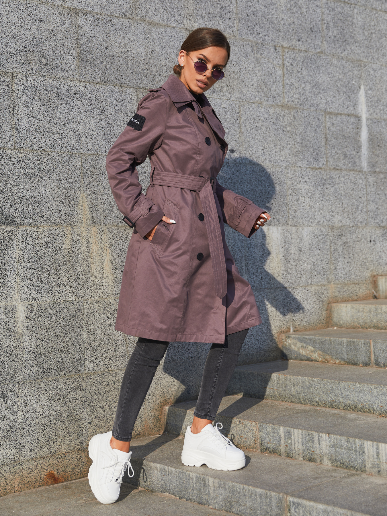 Тренч MilaNova модель Плащ ПВ-162 темная фреза Фото