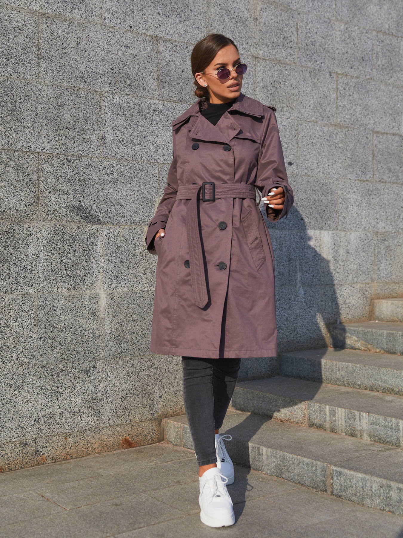 Тренч MilaNova модель Плащ ПВ-162 темная фреза Фото