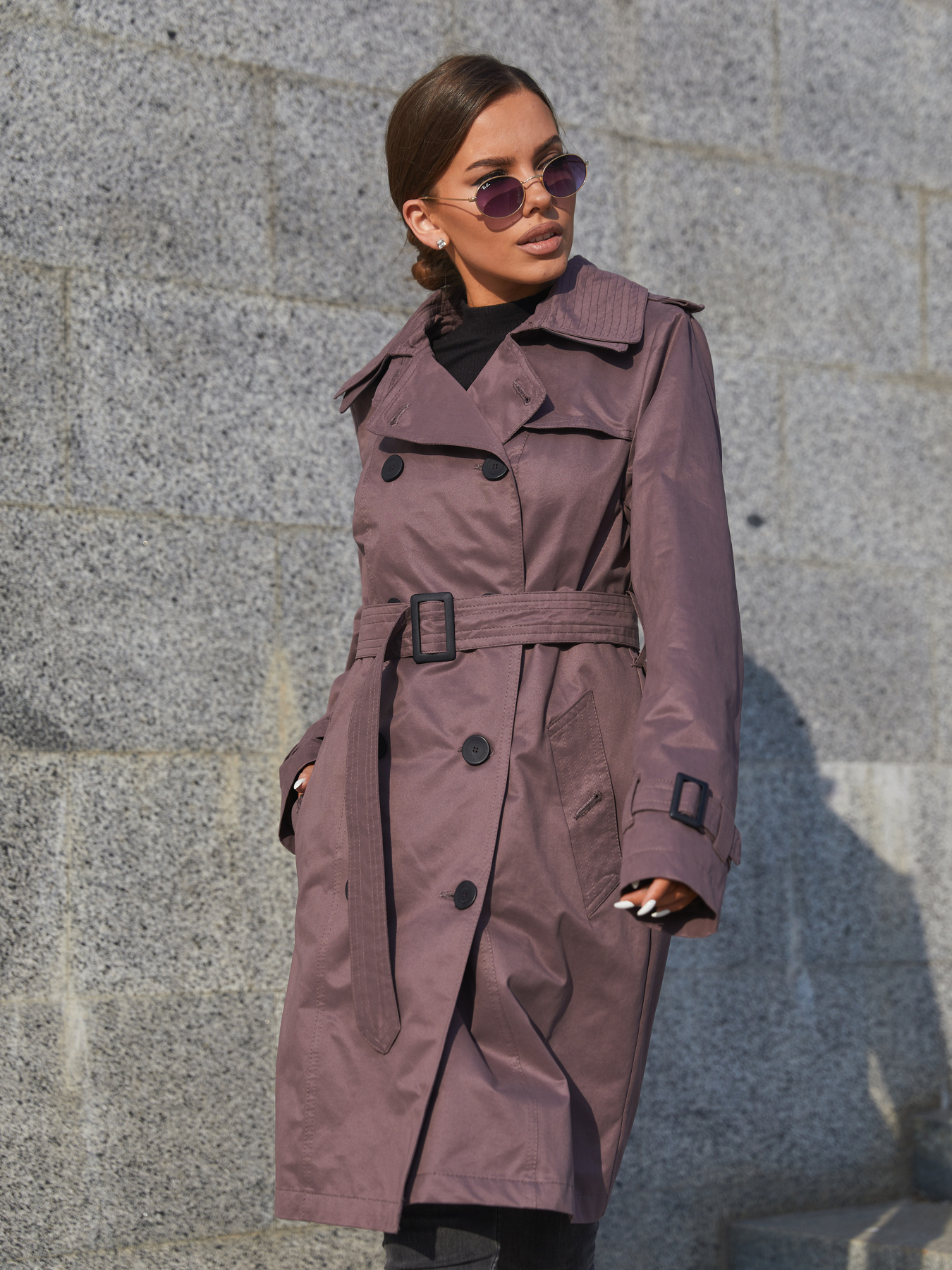 Тренч MilaNova модель Плащ ПВ-162 темная фреза Фото