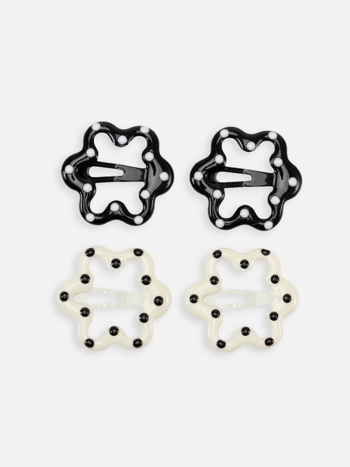 Набір заколок для дівчинки  колір чорно-білий ЦБ-00267009 YUKI модель ЦБ-00267009 Фото