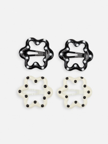 Набір заколок для дівчинки  колір чорно-білий ЦБ-00267009 YUKI модель ЦБ-00267009 Фото