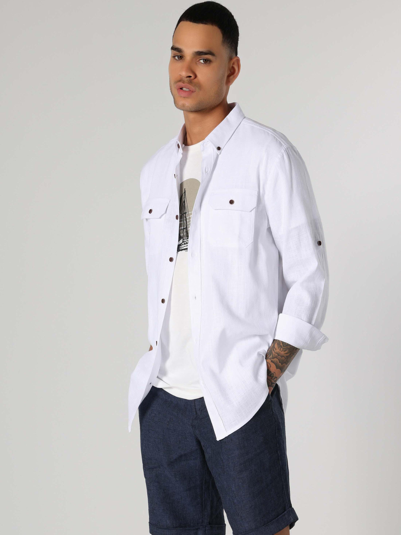 Рубашки Colin’s модель CL1063216_Q1.V1_WHT Рубашки Colin’s модель CL1063216_Q1.V1_WHT Фото