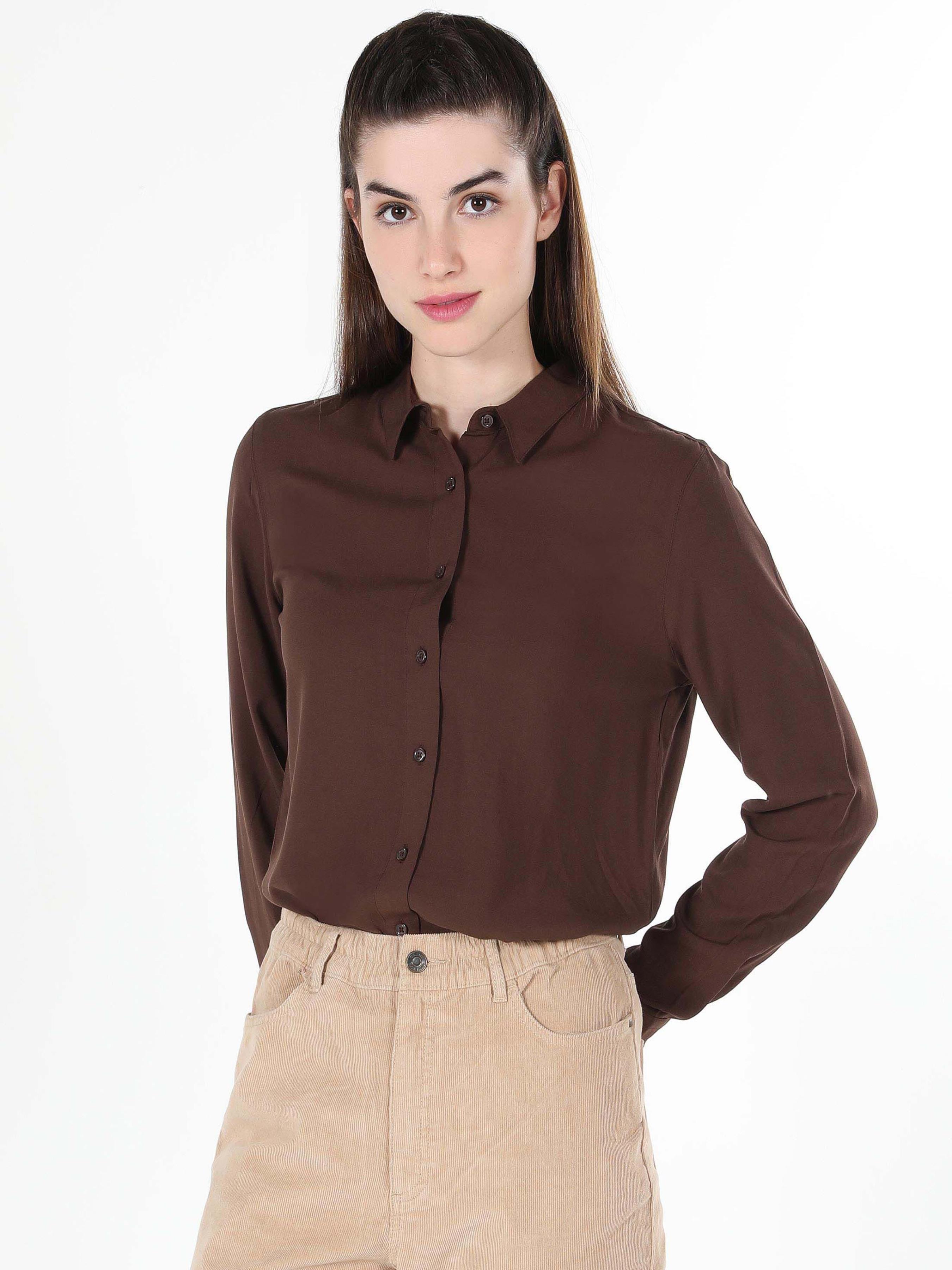 Жіночі Сорочки Colin’s  (CL1050927_Q1.V1_DBR) колір коричневий, матеріал комбінований верх Colin’s - купити в Україні