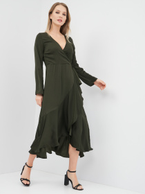 Платье миди H&M модель 9184311RP31_темно-зеленый Платье миди H&M модель 9184311RP31_темно-зеленый Фото