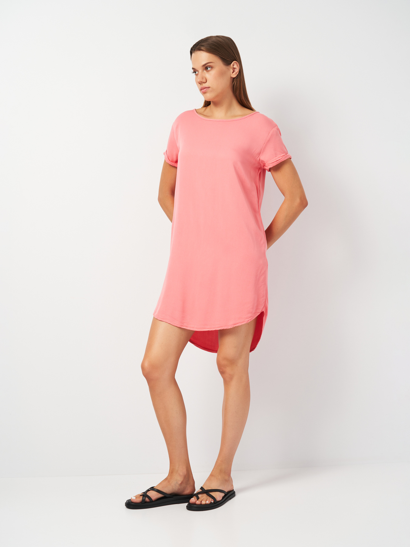 Платье-футболка H&M модель 9668663ral_Розовый Платье-футболка H&M модель 9668663ral_Розовый Фото