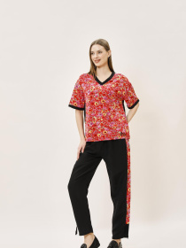 Штани повсякденні Sassofono модель A242-SF-317011_черный_красный Фото