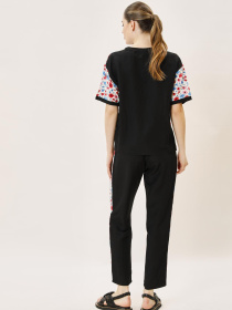 Штани повсякденні Sassofono модель A242-SF-317011_черный_белый Фото