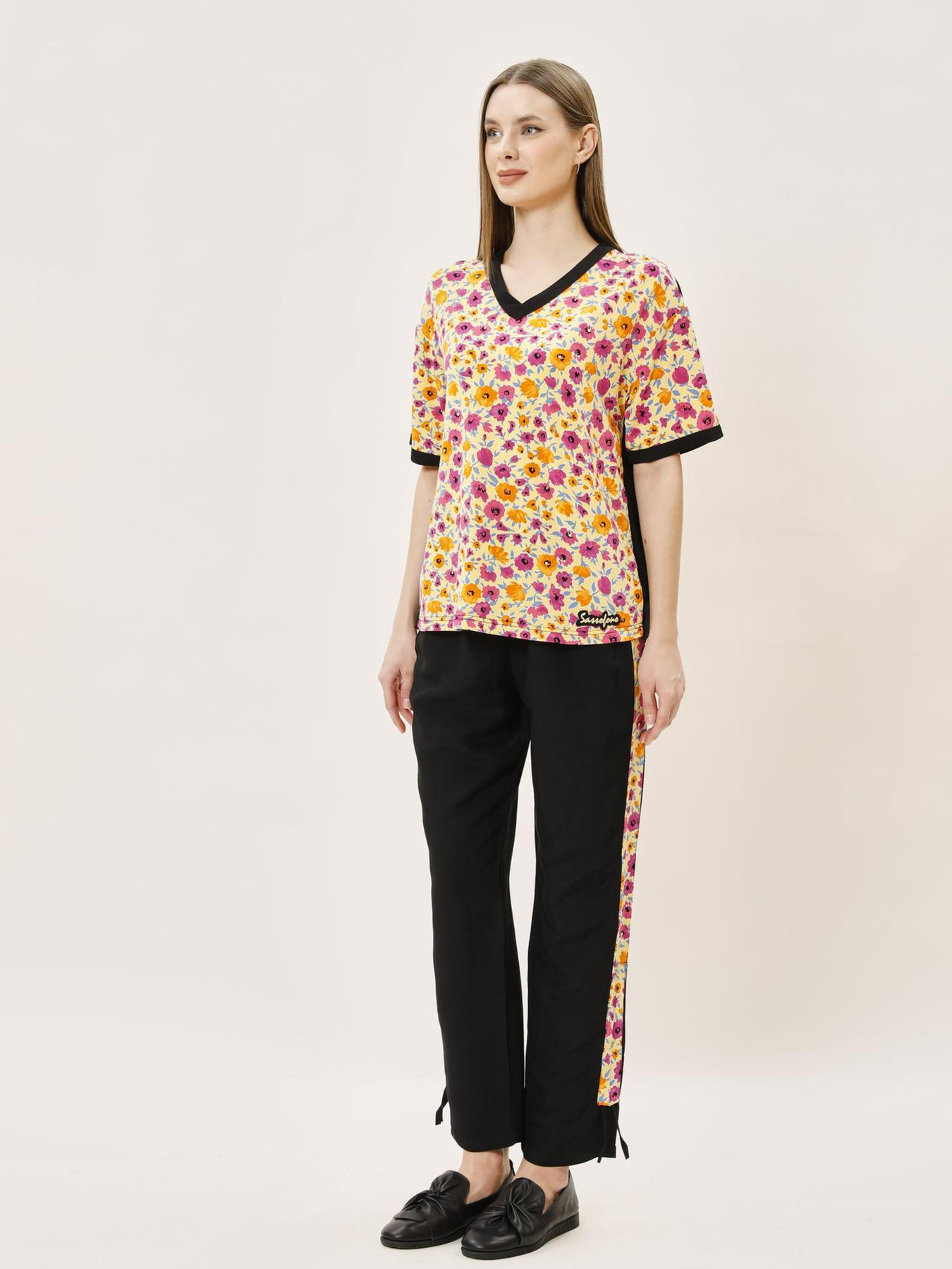 Футболка Sassofono модель A242-SF-317111_ченый_желтый Фото