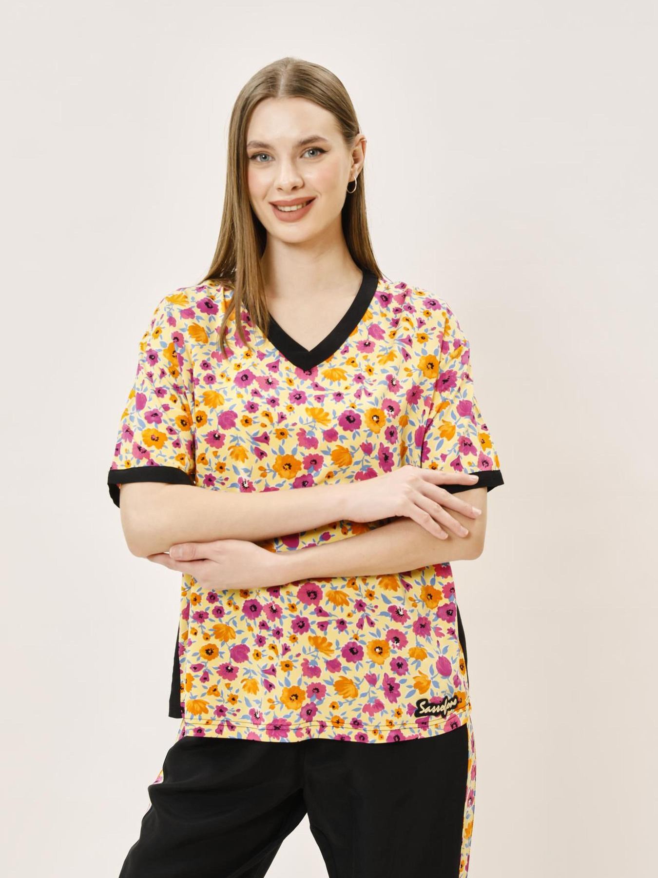 Футболка Sassofono модель A242-SF-317111_ченый_желтый Фото