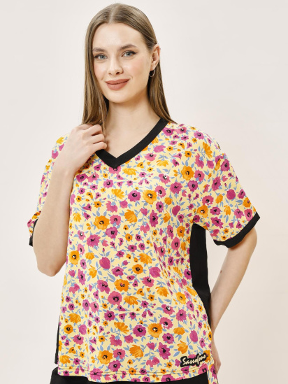 Футболка Sassofono модель A242-SF-317111_ченый_желтый — фото 6 - INTERTOP