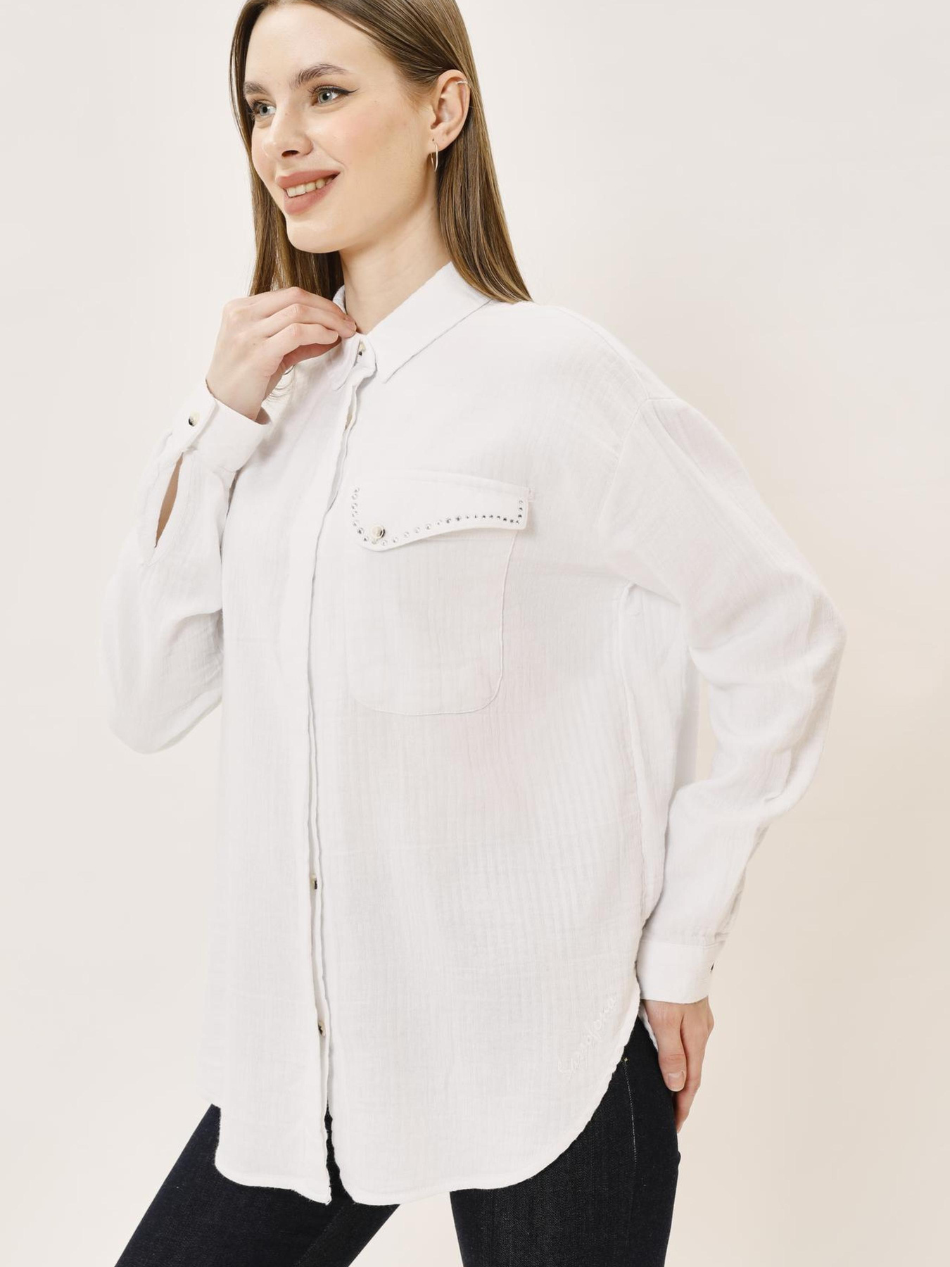 Рубашка повседневная Sassofono модель A242-SF-PT4352_белый Фото