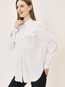 Рубашка повседневная Sassofono модель A242-SF-PT4352_белый Фото