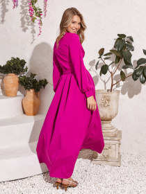 Платье макси ISSA Plus модель 12107_raspberry Фото