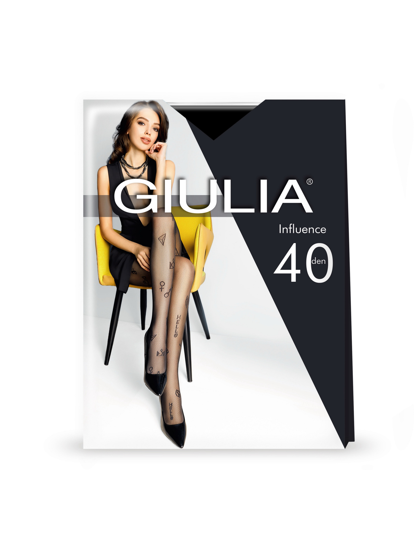 Колготы Giulia Фантазійні жіночі колготки в сітку з принтом Influence 40 (2) модель UP-00000654 Фото