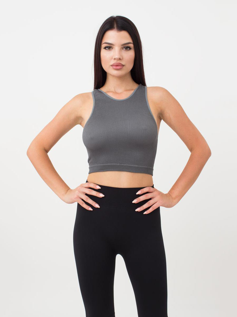 Жіночий Спортивний топ Giulia Halter Top Rib (UP-00000901_poppy_seed) колір сірий, матеріал мікрофібра