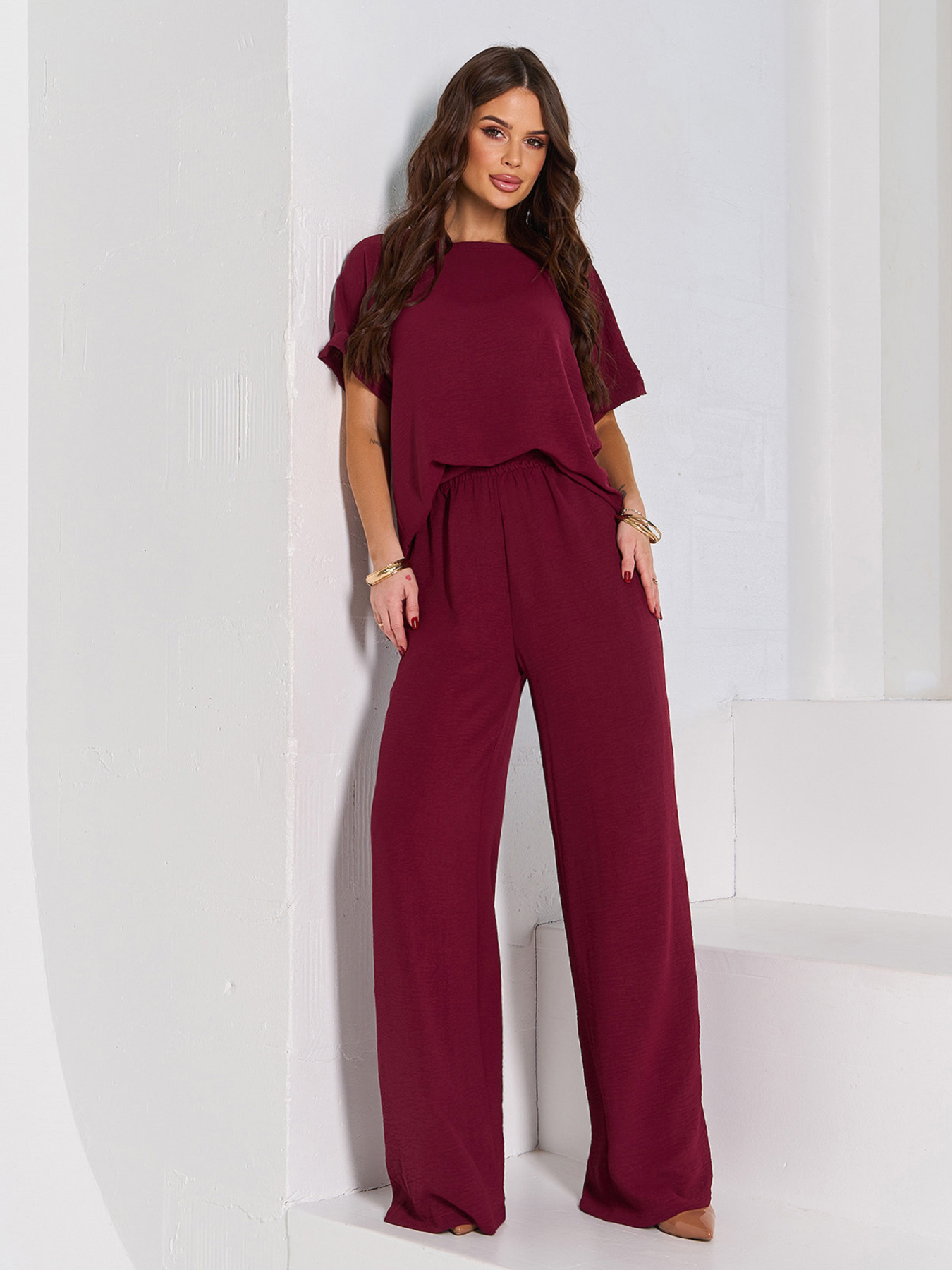 Повседневный костюм ISSA Plus модель 12766_темно_бордовый Фото