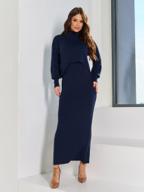 Повседневный костюм ISSA Plus модель WN20-693_темно_синий Фото