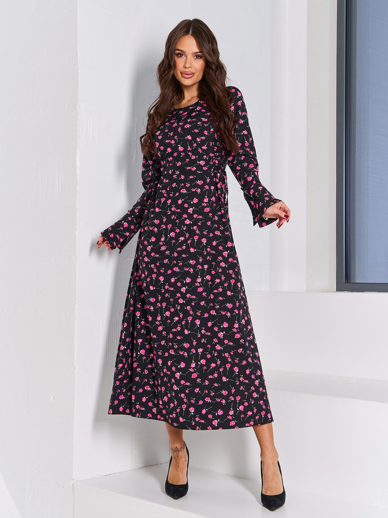 Платье макси ISSA Plus модель SA-588A_черный Фото