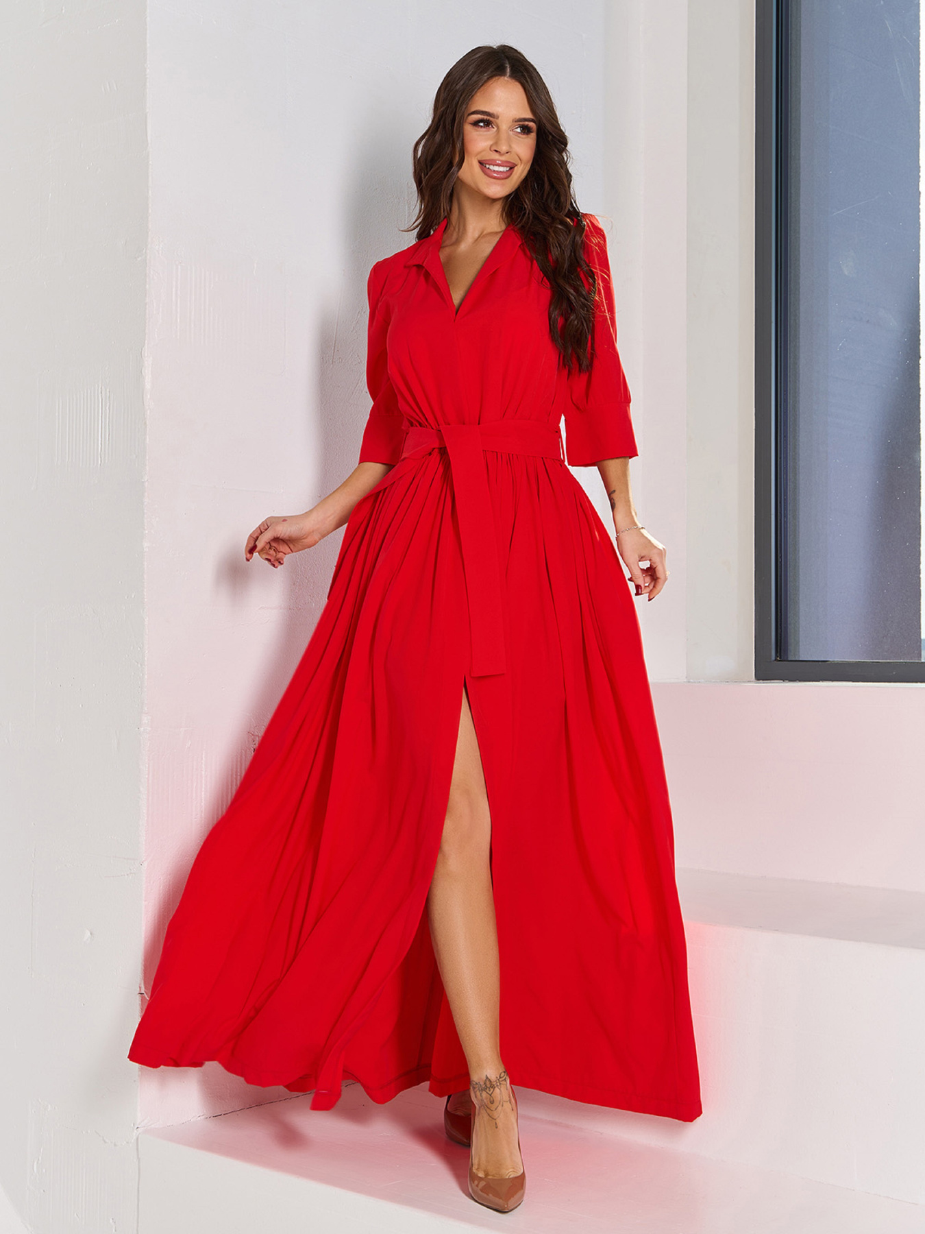 Сукня максі ISSA Plus модель 13006_красный Фото