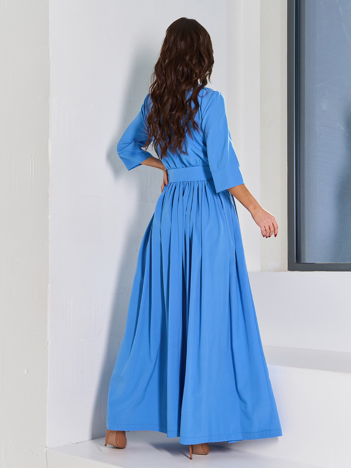 Платье макси ISSA Plus модель 13006_темно_голубой Фото