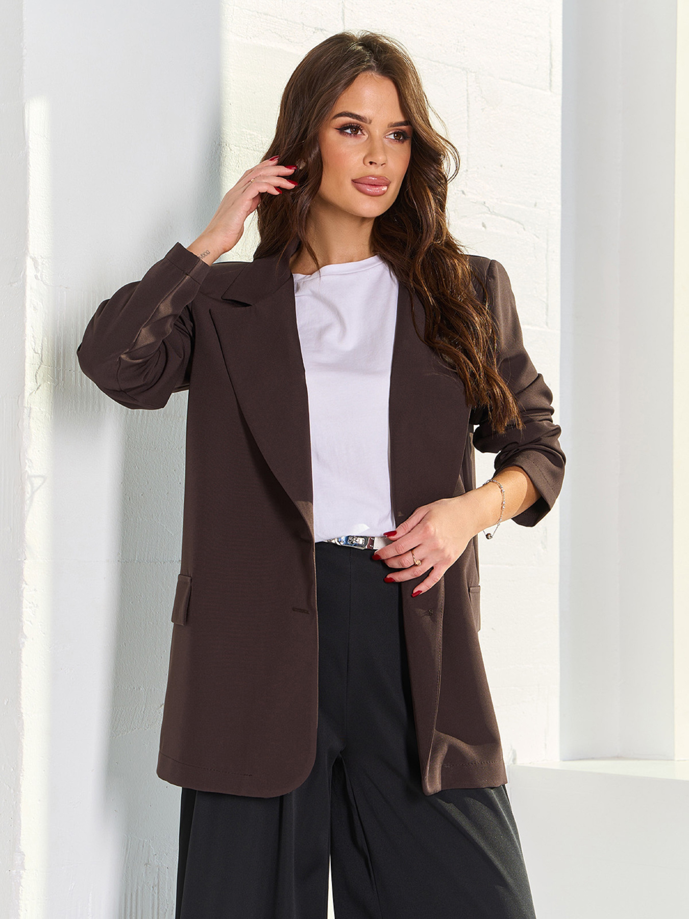 Піджак ISSA Plus модель 14179A_коричневый Фото