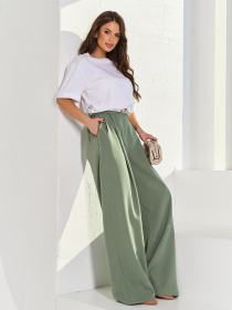 Штани палаццо ISSA Plus модель 14442_оливковый Фото