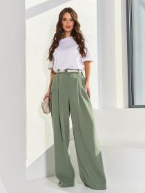 Брюки палаццо ISSA Plus модель 14442_оливковый Фото