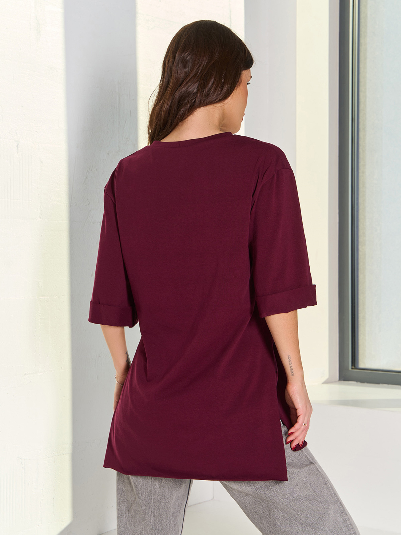 Футболка ISSA Plus модель 15061_темно_бордовый Фото